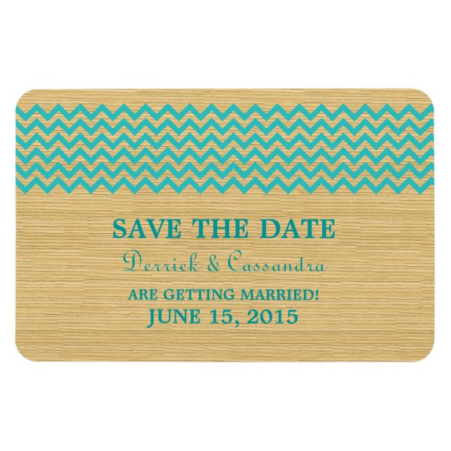 Magnet Flexible Rustic Chevron Enregistrer l'aimant de date, Turqu (Horizontal)