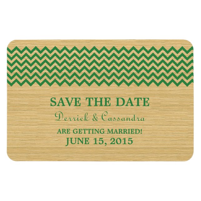 Magnet Flexible Rustic Chevron Enregistrer l'aimant de date, vert (Horizontal)