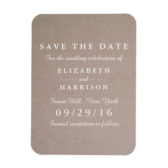 Magnet Flexible Rustic Country Kraft Wedding Enregistrer La Date (Vertical)
