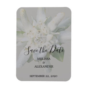 Magnet Flexible Rustic Edelweiss mariage fleur Enregistrer la date