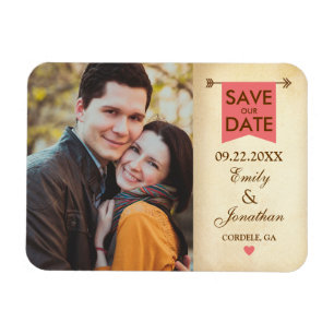 Magnet Flexible Rustic Elegant Photo Enregistrer La Date