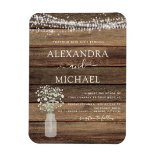 Magnet Flexible Rustic Farmhouse Baby's Breath Jar Mariage