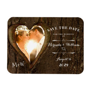 Magnet Flexible Rustic Heart avec votre photo Save the Date Mariag
