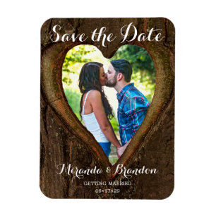 Magnet Flexible Rustic Heart avec votre photo Save the Date Mariag