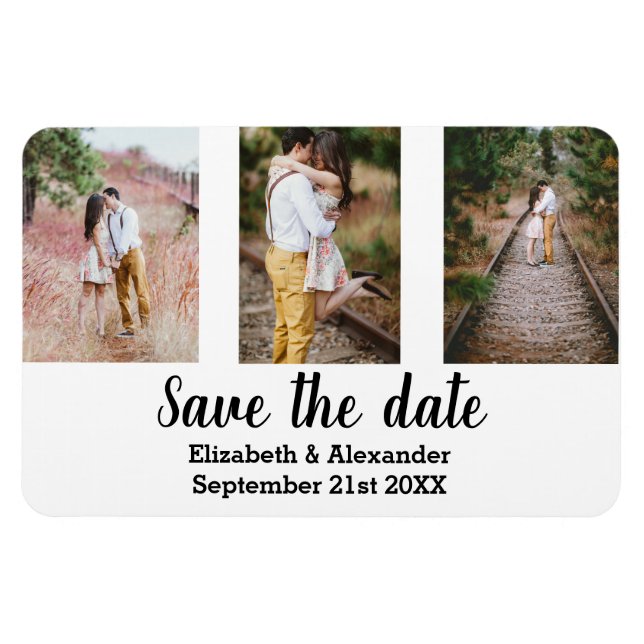 Magnet Flexible Rustic Photo Collage Enregistrer La Date (Horizontal)