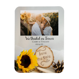 Magnet Flexible Rustic Sunflower Woods mariage Enregistrer la date