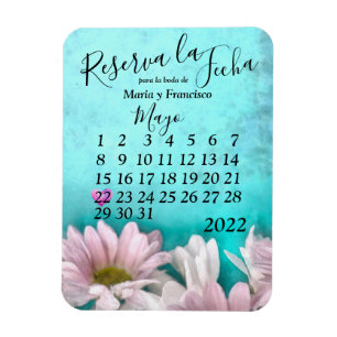 Magnet Flexible Rústico Margarita Floral Acuarel Reserva la Fecha
