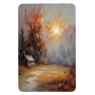 Magnet Flexible Rustique Automne Cabine Paysage Automne Art