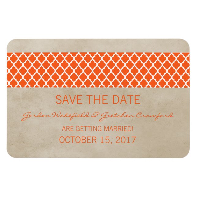 Magnet Flexible Rustique Quatrefoil Enregistrer l'aimant de date,  (Horizontal)