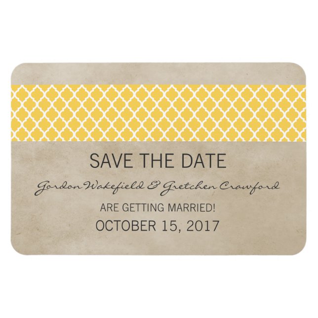 Magnet Flexible Rustique Quatrefoil Enregistrer l'aimant de date,  (Horizontal)