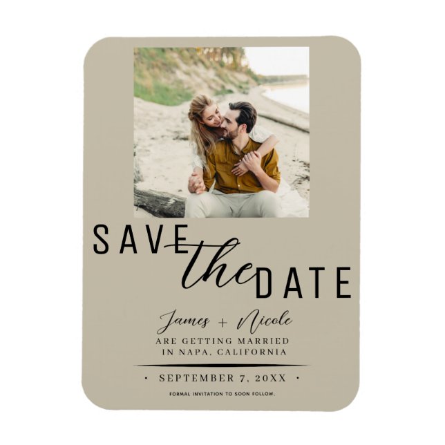 Magnet Flexible Sable Beige Save the Date Photo Mariage (Vertical)