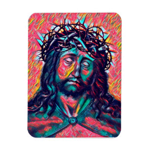 Magnet Flexible Sad Jesus Christ Face Thorn Crown Abstract art