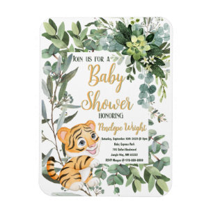 Magnet Flexible Safari Jungle de Tigre à l'aquarelle Baby Shower