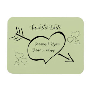 Magnet Flexible Sage Green Coeurs de calligraphie fantaisie Enregi