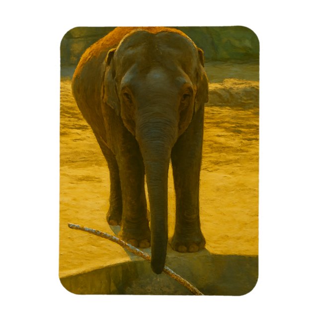Magnet Flexible Sagesse des éléphants d'or - faune majestueuse (Vertical)