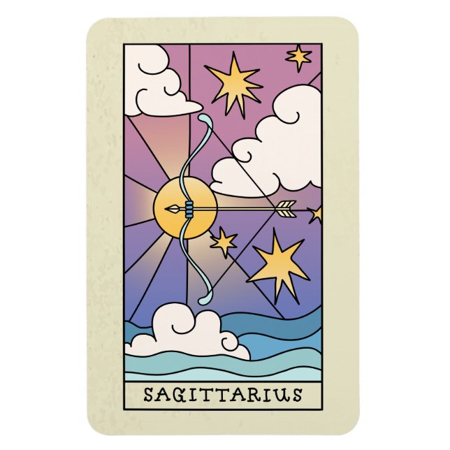Magnet Flexible Sagittarius signe Zodiac Art Abstrait Vintage (Vertical)