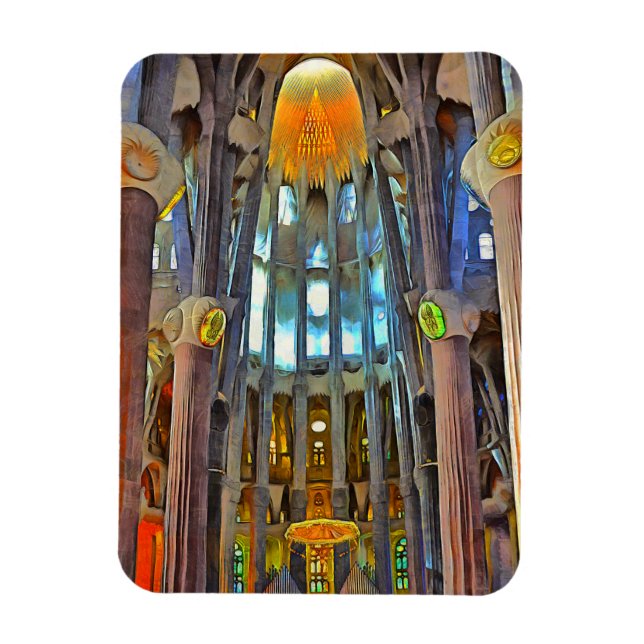 Magnet Flexible Sagrada Familia. Vue intérieure au coucher du sole (Vertical)