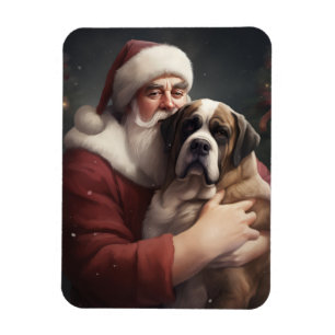 Magnet Flexible Saint Bernard avec le Père Noël Festif Noël