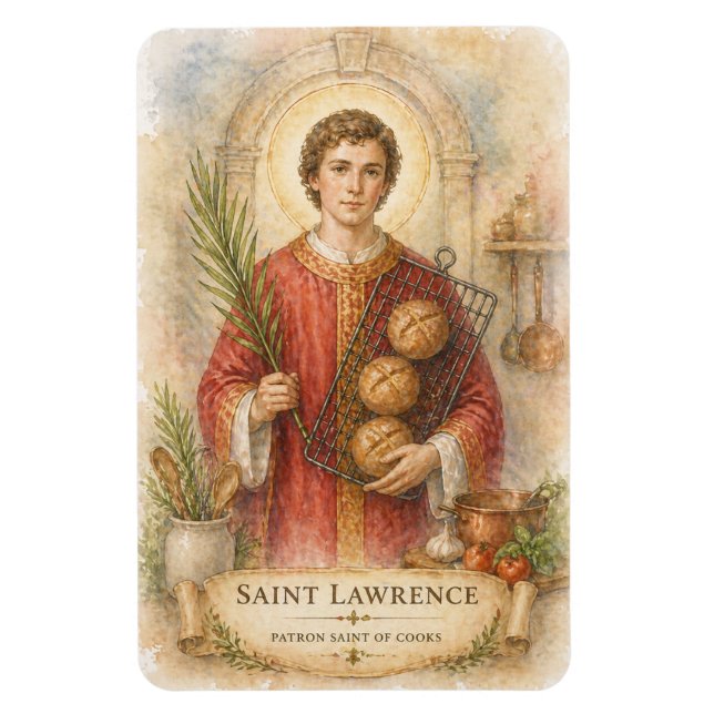 Magnet Flexible Saint Laurent Patron des Cuisiniers Catholiques (Vertical)