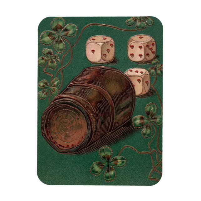 Magnet Flexible Saint-Patrick vintage, Chance Irlandaise aux dés (Vertical)