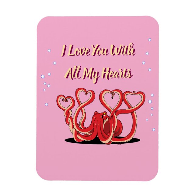 Magnet Flexible Saint Valentin Coeurs de pieuvres (Vertical)