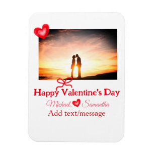 Magnet Flexible Saint-Valentin nœud rouge ajoutez photo nom cœur a
