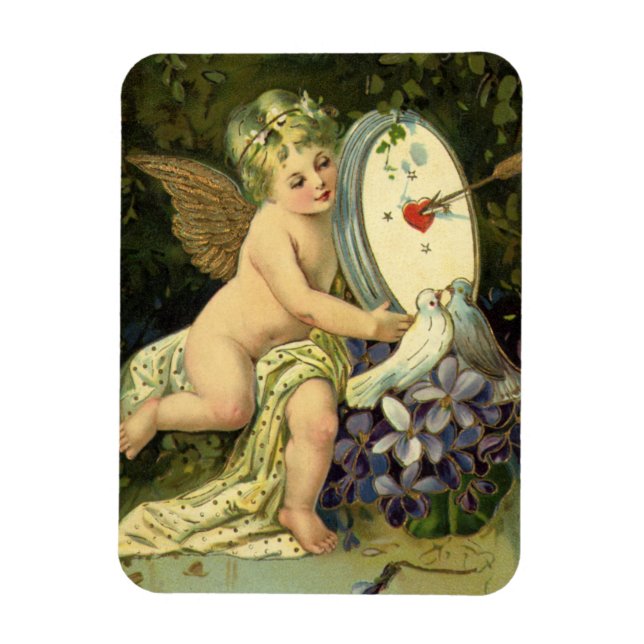 Magnet Flexible Saint-Valentin victorien, oiseaux d'amour d'ange v (Vertical)