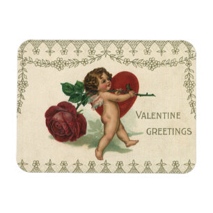 Magnet Flexible Saint-Valentin victorien vintage Cherub, Rose et C