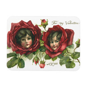 Magnet Flexible Saint-Valentin vintage, visages victoriens dans le