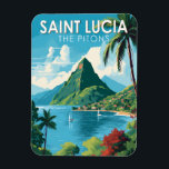 Magnet Flexible Sainte-Lucie Les Pitons Travel Art Vintage<br><div class="desc">Sainte-Lucie Le design vectoriel des Pitons. Les Pitons sont deux plugs volcaniques montagneux,  les flèches volcaniques,  situés à Sainte-Lucie.</div>