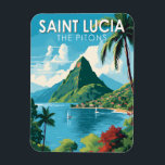 Magnet Flexible Sainte-Lucie Les Pitons Travel Art Vintage<br><div class="desc">Sainte-Lucie Le design vectoriel des Pitons. Les Pitons sont deux plugs volcaniques montagneux,  les flèches volcaniques,  situés à Sainte-Lucie.</div>