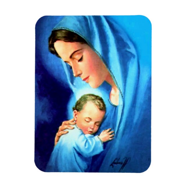 Magnet Flexible Sainte Vierge Marie avec Bébé Jésus (Vertical)