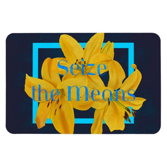 Magnet Flexible Saisir les moyens avec Lys bleu et jaune (Horizontal)