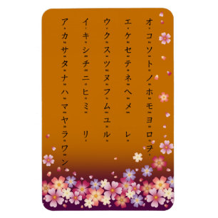 Magnet Flexible Sakura Blossoms Katakana Japanese Characters Gold
