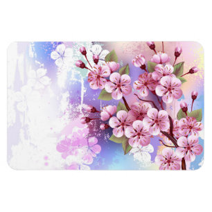 Magnet Flexible Sakura rose sur la peinture Arrière - plan