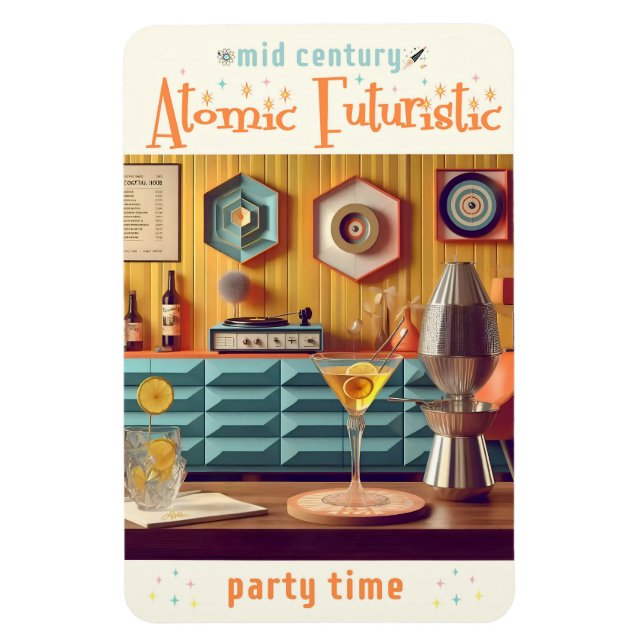 Magnet Flexible Salle de fête Rétro Futuriste du Milieu du Siècle  (Vertical)