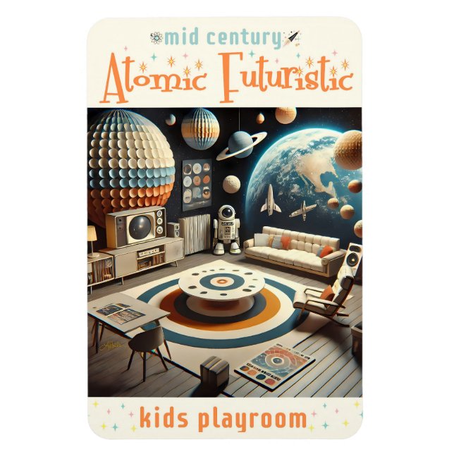 Magnet Flexible Salon de jeu pour enfants d'ère spatiale futuriste (Vertical)