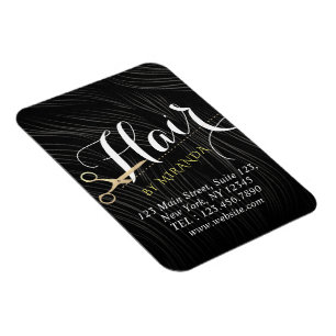 Magnet Flexible Salon des cheveux coiffeur ciseaux d'or noir moder