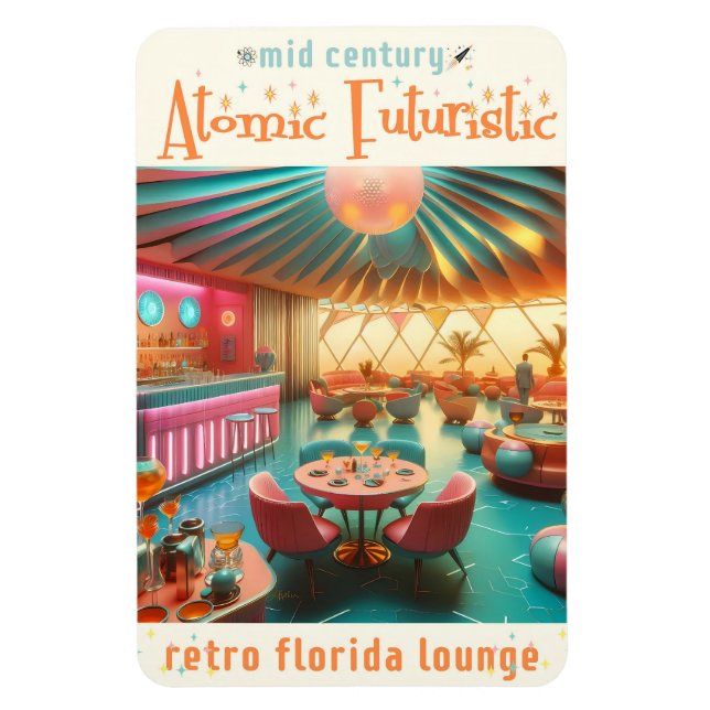 Magnet Flexible Salon Floridien Rétro Futuriste Atomique (Vertical)