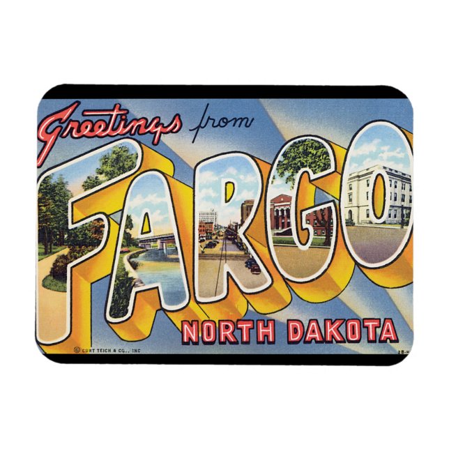 Magnet Flexible Salut de Fargo North Dakota_Vintage voyage (Horizontal)