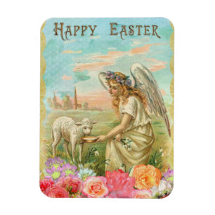 Magnet Flexible Salutation de Pâques Angel vintage