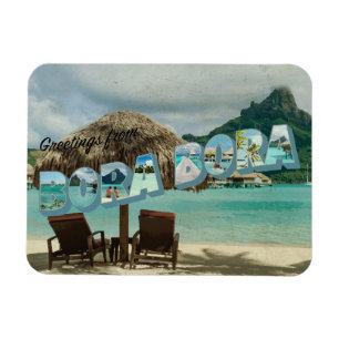 Magnet Flexible Salutations de la carte vintage Bora Bora