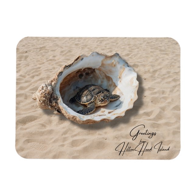 Magnet Flexible Salutations de l'île de Hilton Head Tortue marine (Horizontal)