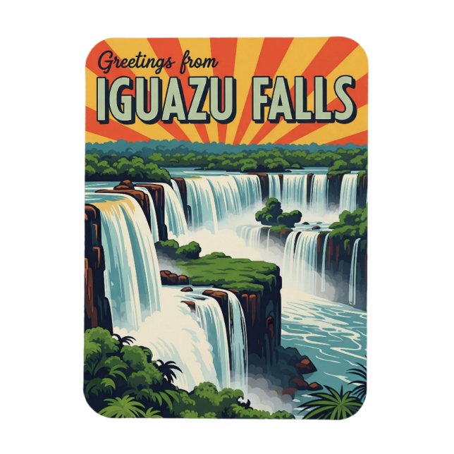 Magnet Flexible Salutations depuis les chutes d'Iguazu (Vertical)