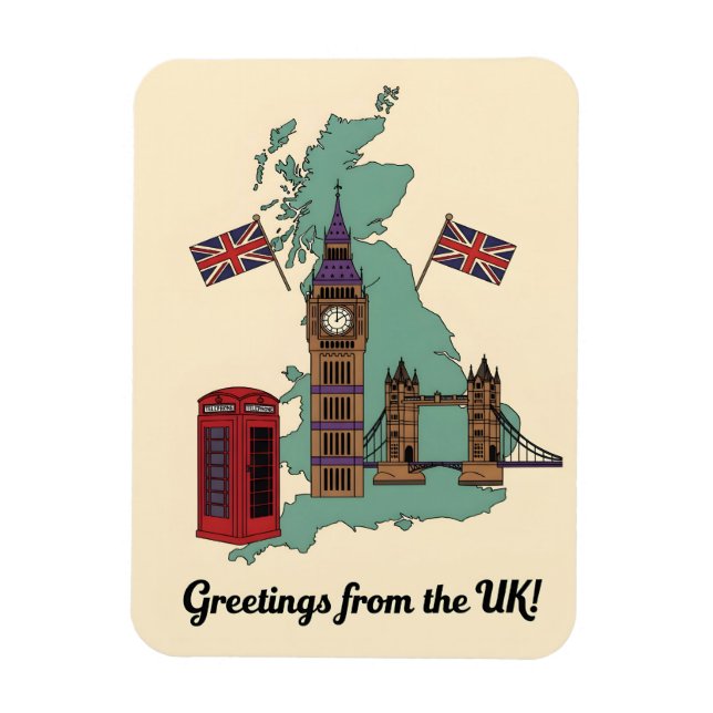 Magnet Flexible Salutations du Royaume-Uni British Landmarks Trave (Vertical)