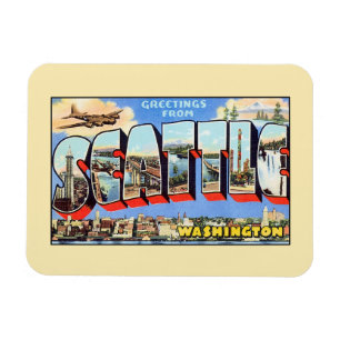 Magnet Flexible Salutations vintages de Seattle Washington