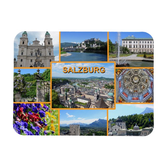Magnet Flexible Salzbourg Austria Photo Mosaic Sightseeing Places (Horizontal)