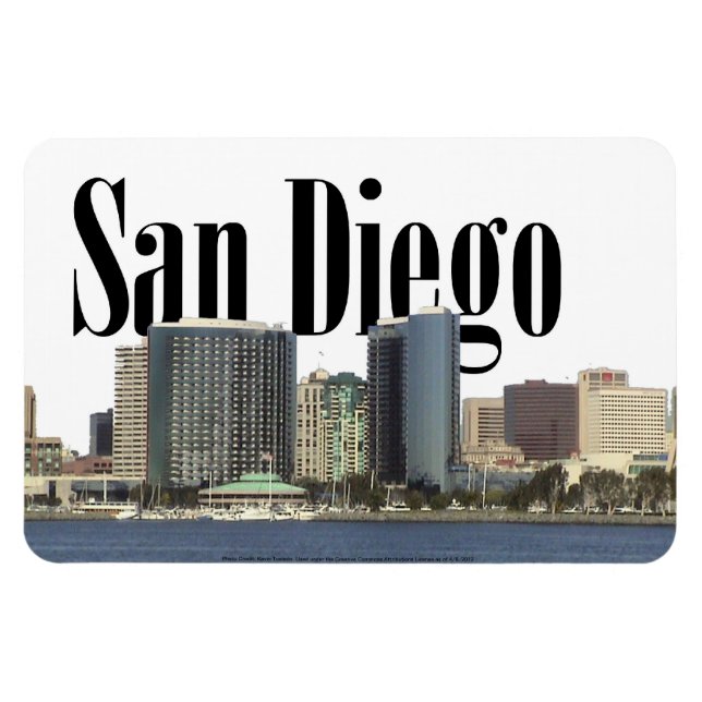 Magnet Flexible San Diego CA Skyline avec San Diego dans le ciel (Horizontal)
