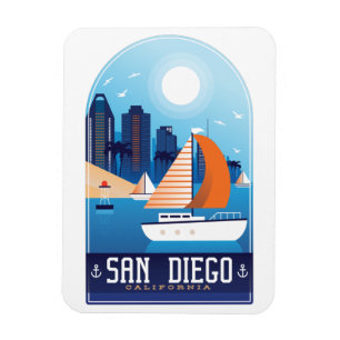 Magnet Flexible San Diego California Vintage voyage