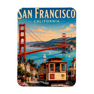 Magnet Flexible San Francisco Californie Souvenir de Voyage Rétro